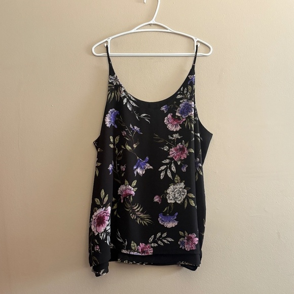 Reitmans Tops - Reitmans Black Floral Print Spaghetti Strap Double Lined Blouse - Size 2X